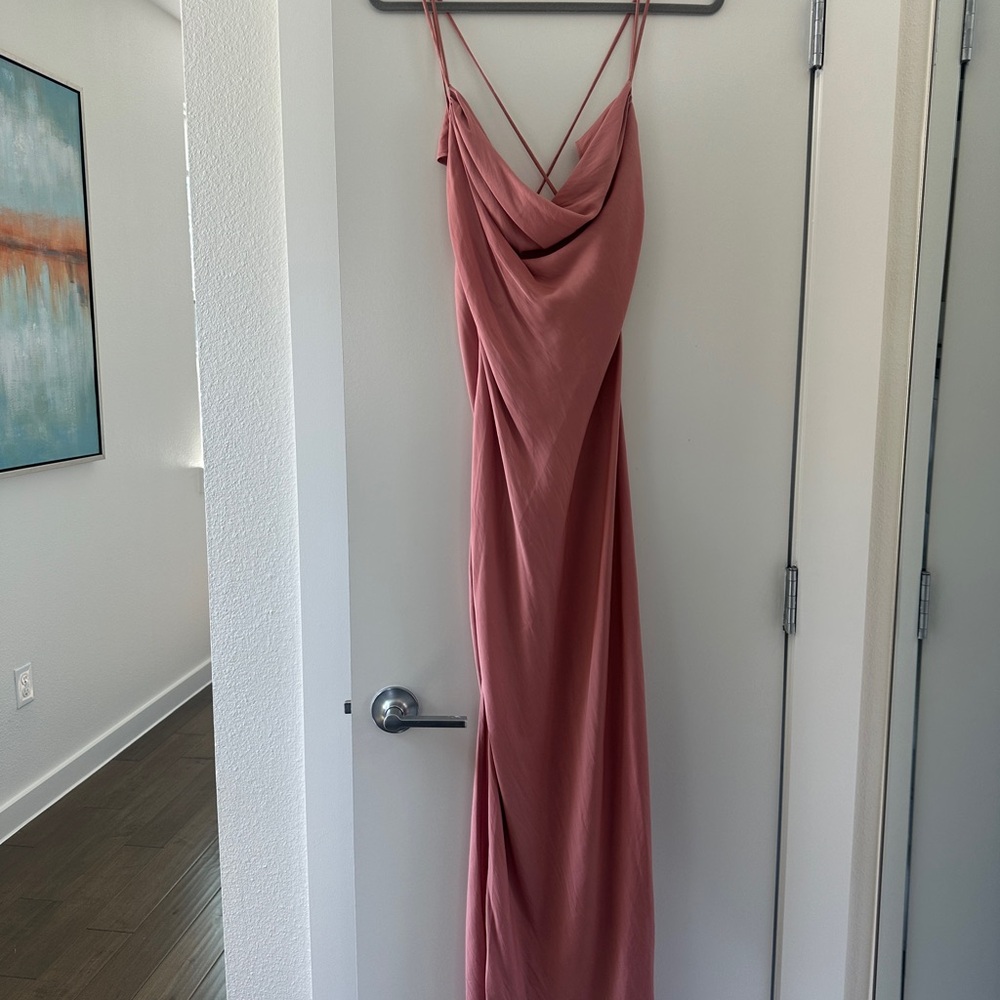 Michael Costello Rose Backless Draped Dress